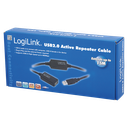 USB 2.0 repeaterkabel - A han til A hun, Sort (15m)