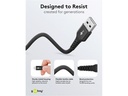 USB-A til Lightning Supersoft PD Tekstilkabel 3A, Sort (0,5m