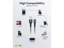 USB-A til Lightning Supersoft PD Tekstilkabel, 3A, Sort (1m)