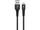 USB-A til Lightning Supersoft PD Tekstilkabel, 3A, Sort (1m)