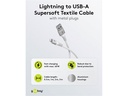 USB-A til Lightning Supersoft PD Tekstilkabel 3A, Hvid (0,5m