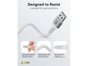 USB-A til Lightning Supersoft PD Tekstilkabel 3A, Hvid (0,5m