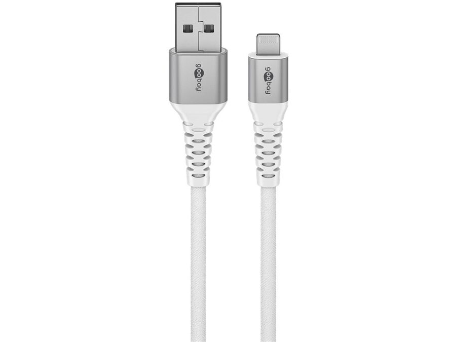 USB-A til Lightning Supersoft PD Tekstilkabel 3A, Hvid (0,5m