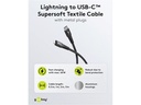 USB-C til Lightning Supersoft PD Tekstilkabel 3A, Sort (0,5m