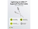 USB-C til Lightning Supersoft PD Tekstilkab. 3A, Hvid (0,5m)