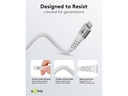 USB-C til Lightning Supersoft PD Tekstilkab. 3A, Hvid (0,5m)