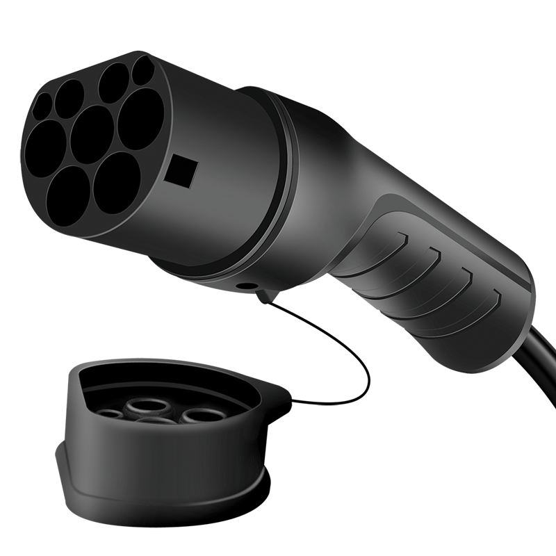 Spiral ladekabel til elbil - 22kW, 32A, 3-faset, type 2 (5m)