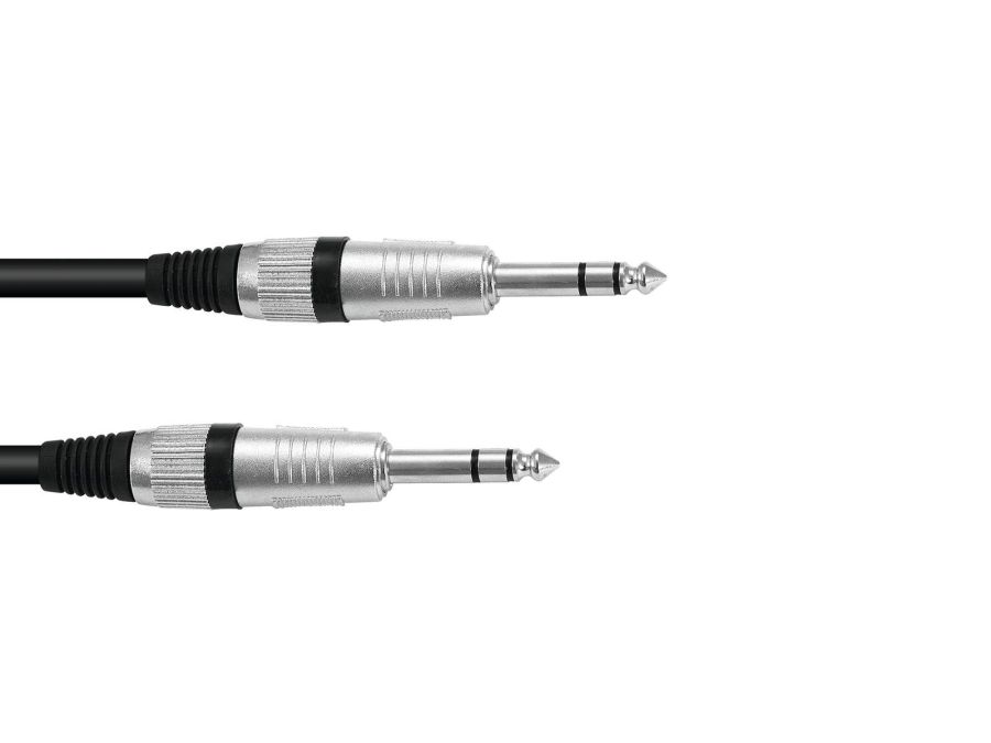 Prof. audiokabel - 2 x 6,35mm stereo JACK han, Sort (6m)