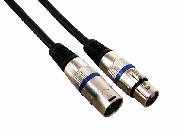 XLR kabel - 3P XLR han til 3P XLR hun, Sort (10m)