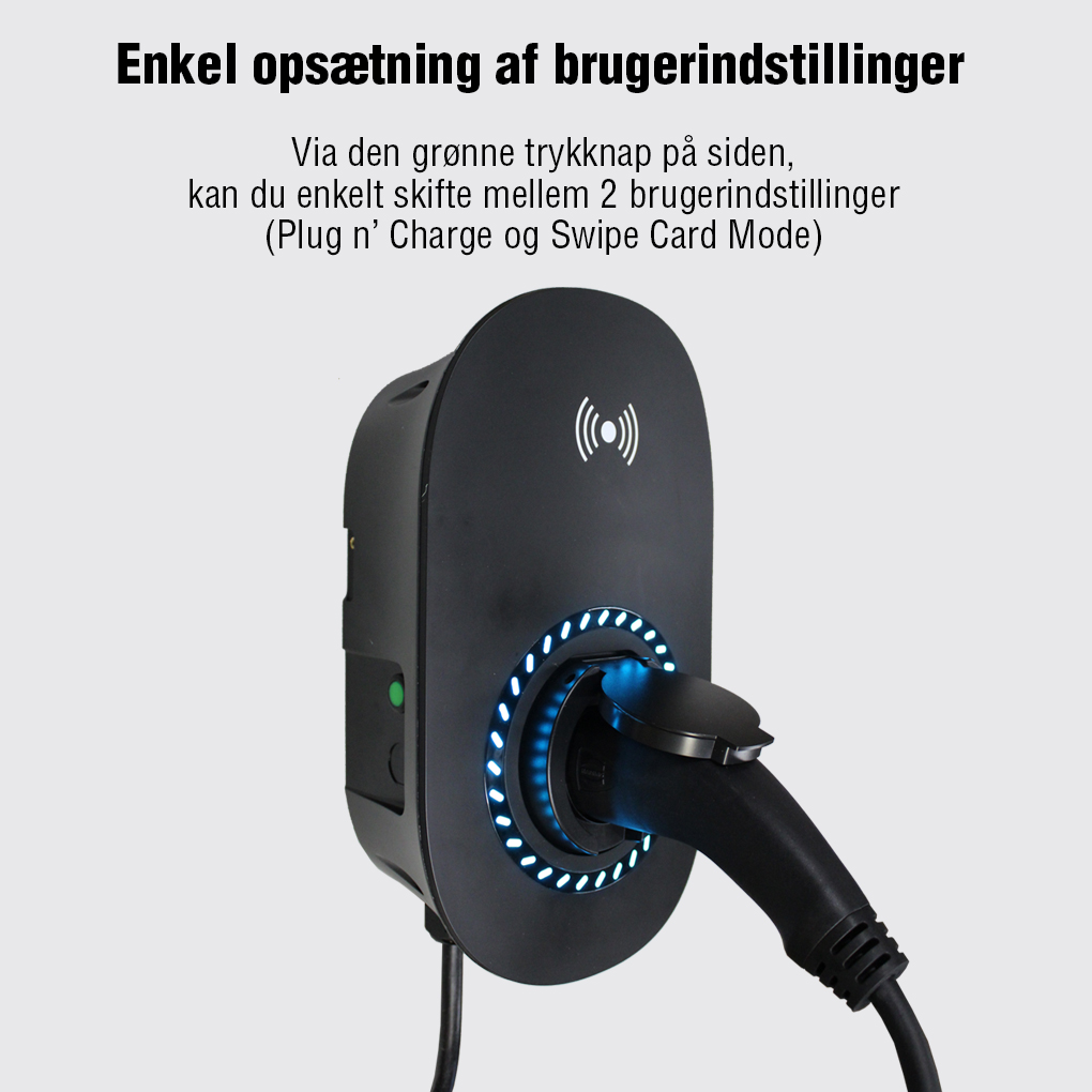 Fullwatt Wallbox EV Lader - 11kW Type 2, WiFi/BT, Hvid