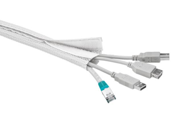 Kabelsok - Med velcro, Ø20-30mm, Hvid (5m)