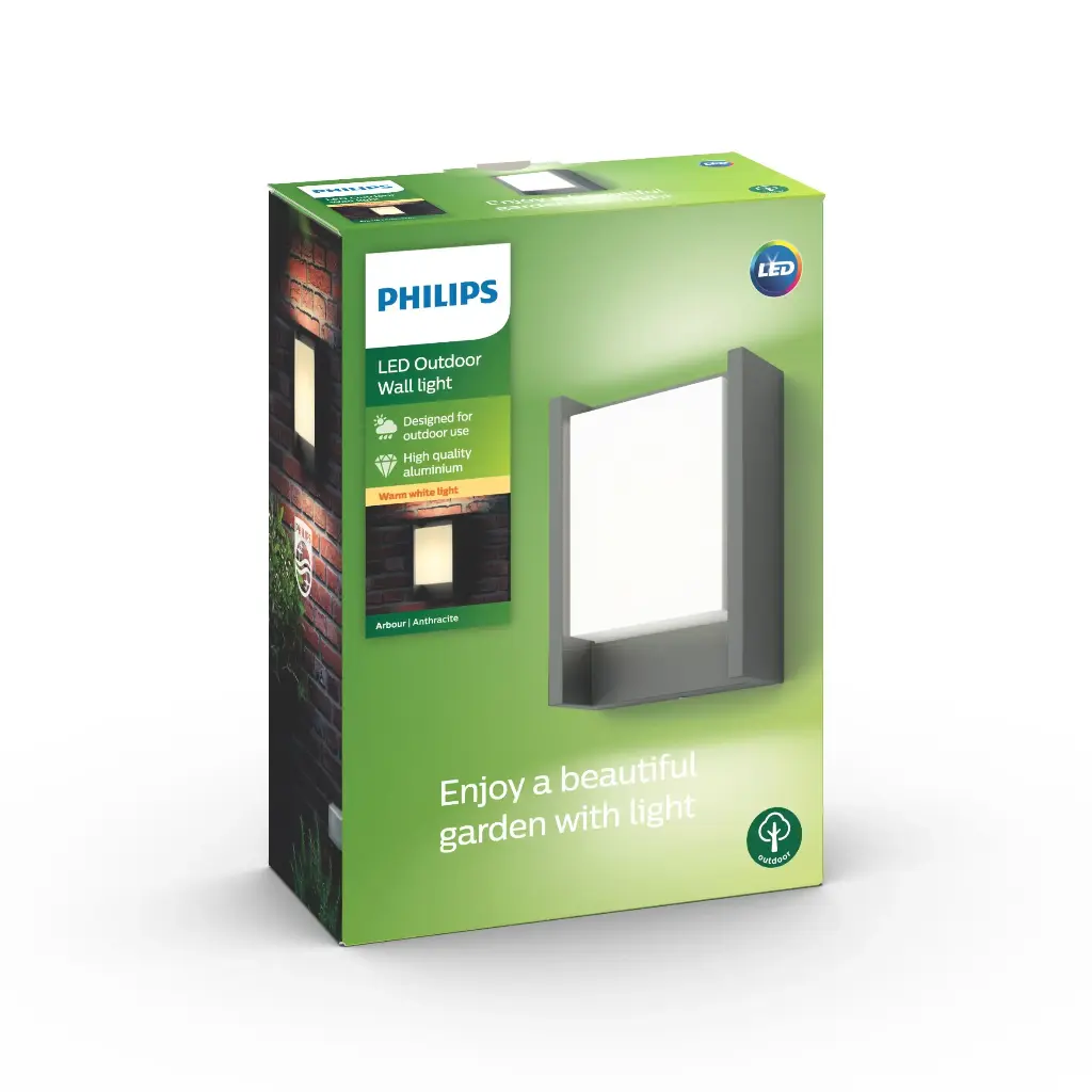 Philips Arbour væglampe 6W LED 2700K IP44 Antracit