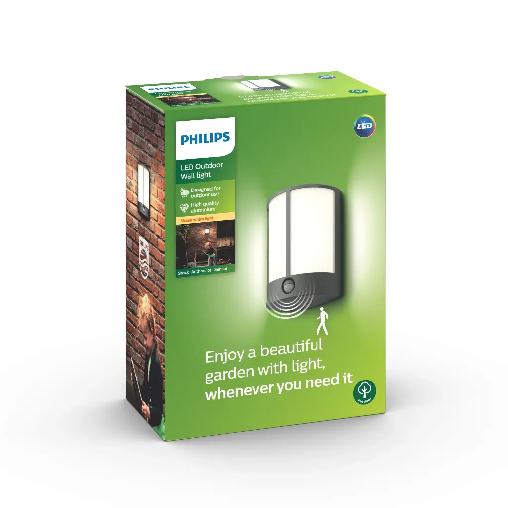 Stock IR wall lantern anthracite 1x6W (sensor)