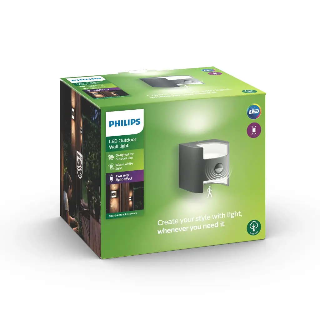 Grass IR wall lantern anthracite 2x4.5W (sensor)