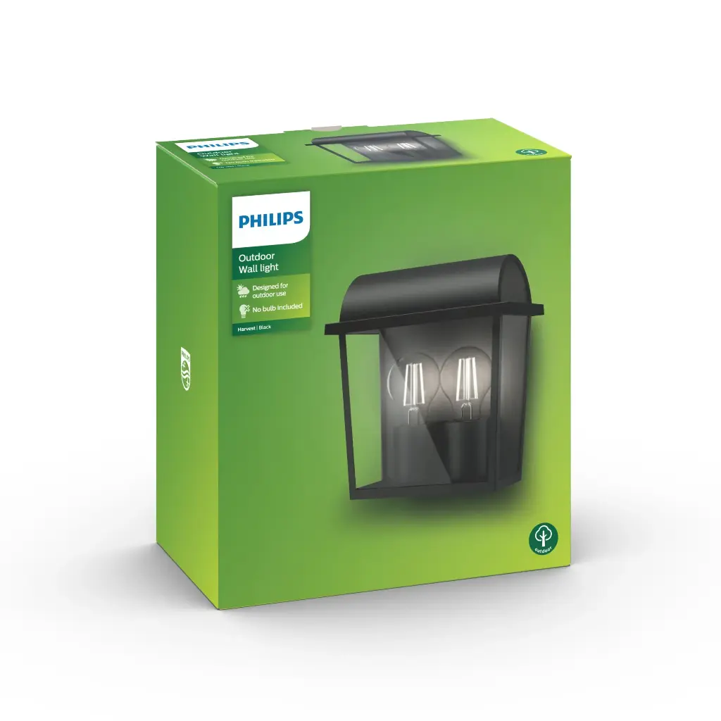 Harvest wall lantern black 2x42W 230V