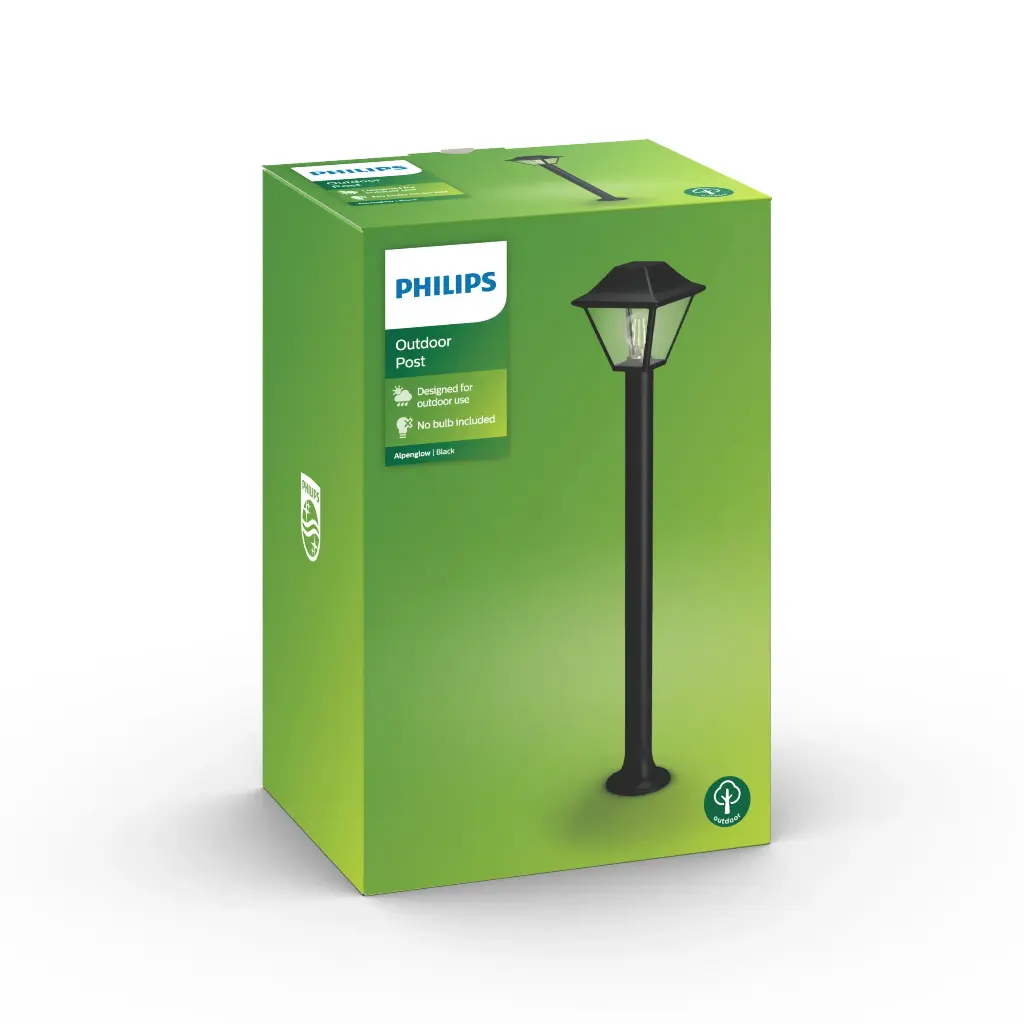 PHILIPS Alpenglow Søjlelampe E27 Max 60W IP44 Sort, uden pære