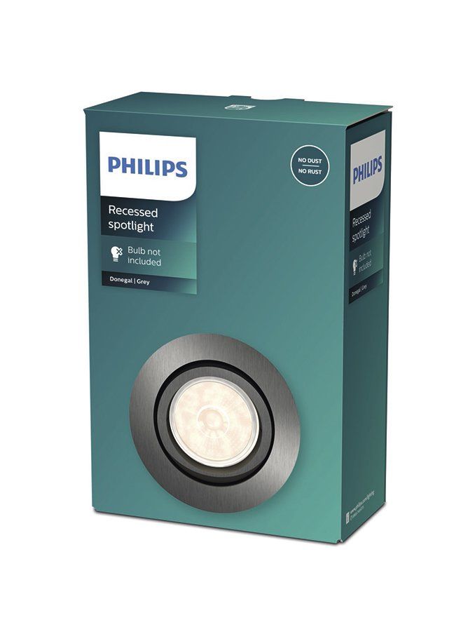 PHILIPS Donegal Indbygningsspot GU10 u/ lyskilde Grå