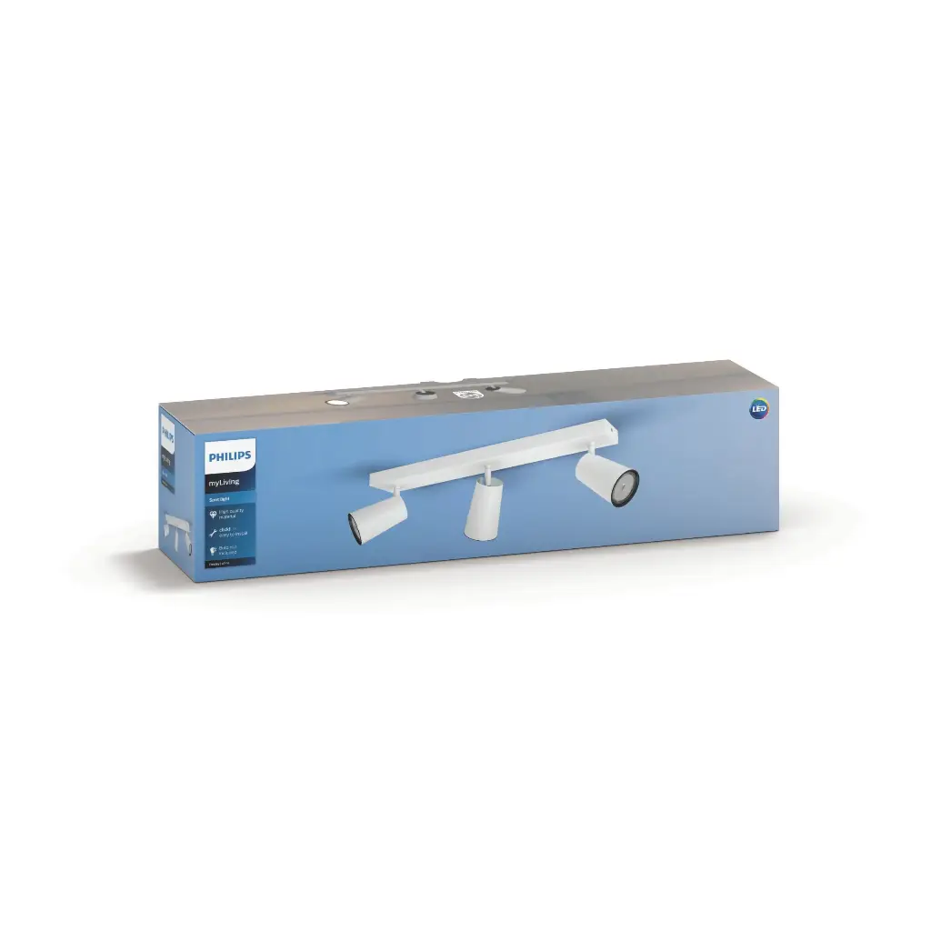 PHILIPS Paisley lofts-/vægspot Max 3x5,5W LED GU10 Hvid u/pære