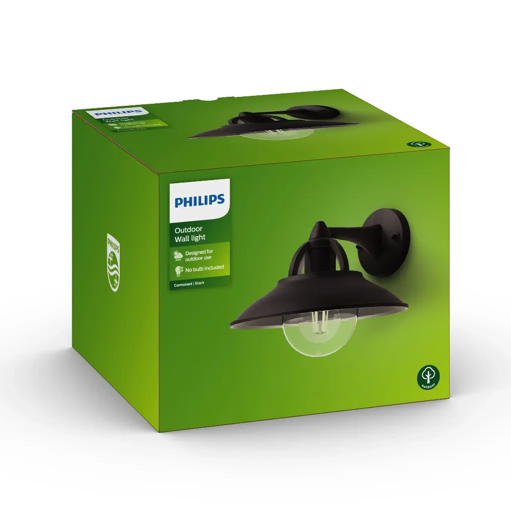 Cormorant wall lantern black 1x42W 230V