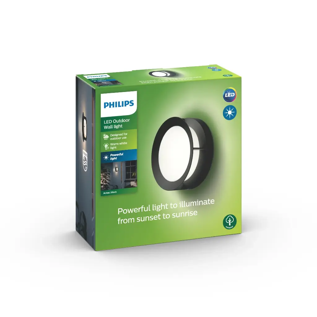 Actea wall lantern black 1x12W 176V