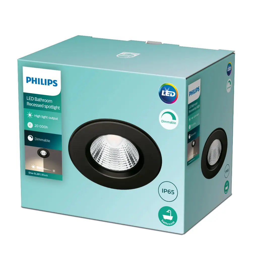 DIVE SL261 RD 070 5.5W 27K BL IP65R 1PK - Recessed spot