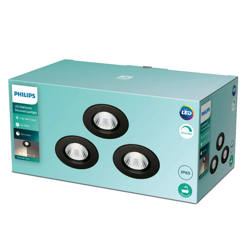 DIVE SL261 RD 070 5.5W 27K BL IP65R 3PK - Recessed spot