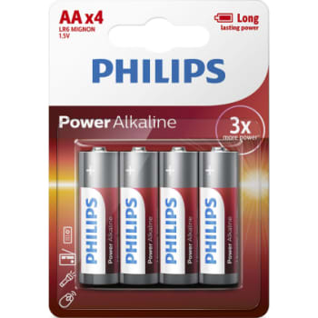 PHILIPS Power alkaline batteri, AA LR6, 4 stk.