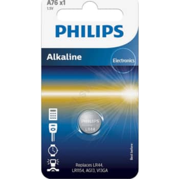 PHILIPS Minicelle alkaline batteri, A76 LR44, 1 stk.