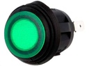 Vippekontakt - 1P OFF-ON, 10A 250V, Grøn lys, IP65 (Ø20,2mm)