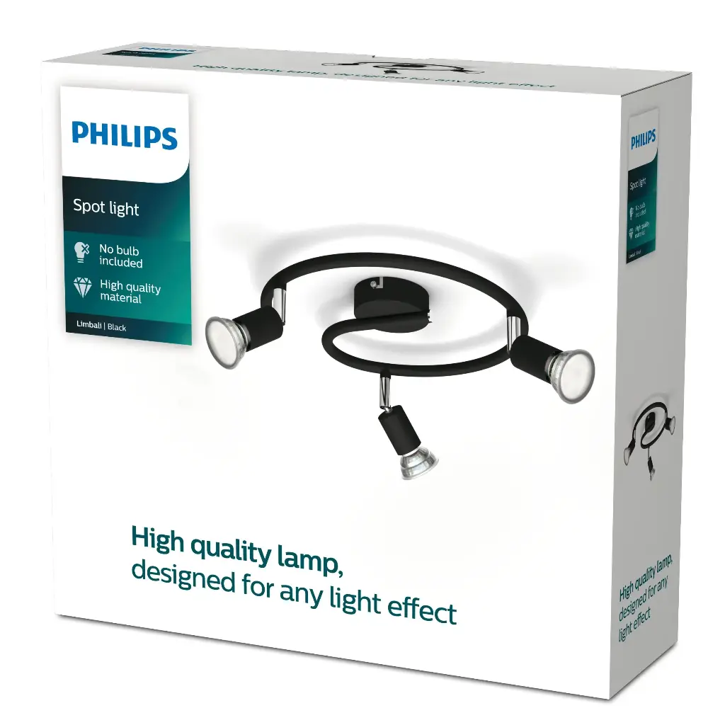 Limbali plate/spiral black 3x50W 230V