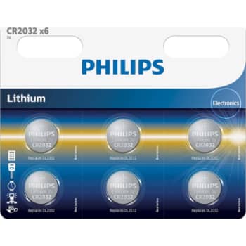 PHILIPS Lithium knapcellebatteri, CR2032, 6 stk.
