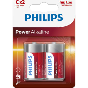 PHILIPS Power alkaline batteri, C LR14, 2 stk.
