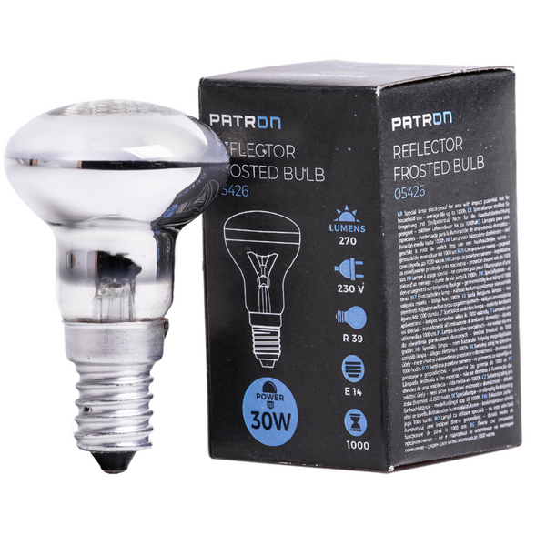 PATRON Glødepære E14 30W Topforspejlet
