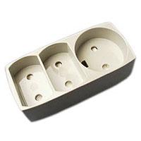 3-Stikdåse 2+1 u/jord m/blindhul grå 250V 10A