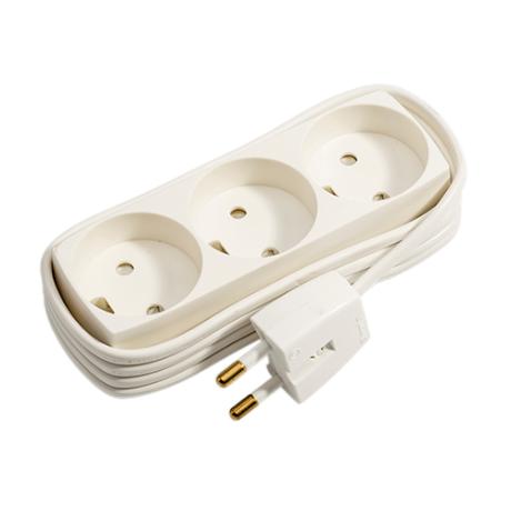 3-stikdåse hvid 1,5m, m/blindhul 250V 13A