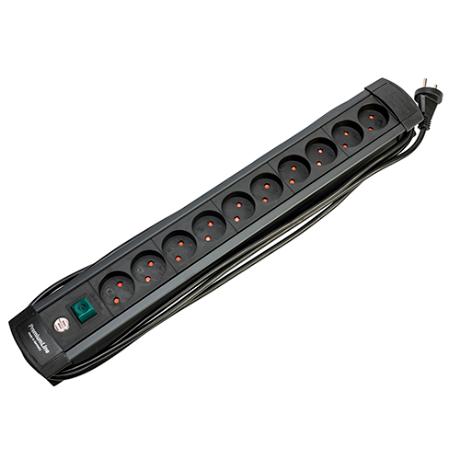 Premium-Line 6-stikdåse u/jord m/3m ledning sort