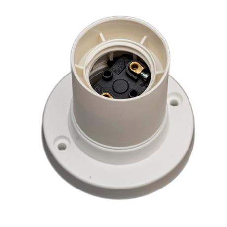 Væg/loftfatning til E27 lige - hvid plast IP40