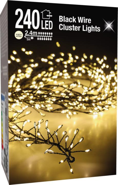 Lyskæde Cluster 240 LED L2,4M IP44 230V (5M ledn.)