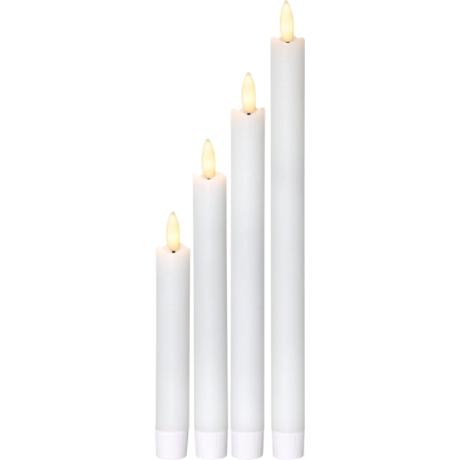 Kronelys hvid 3D flamme 4-pak