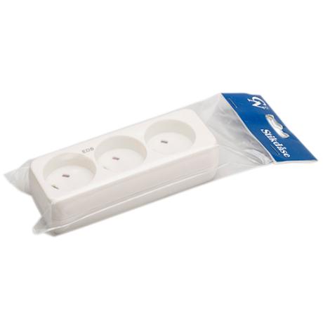 EDB 3-stikdåse 10A 250V hvid GN-pak