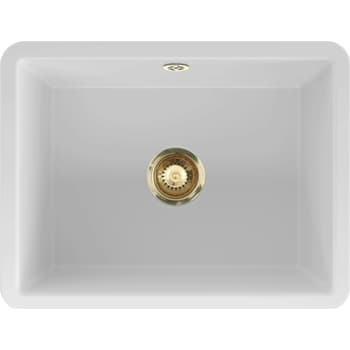 Lavabo Mataro II keramik køkkenvask Hvid med PVD messing afløb