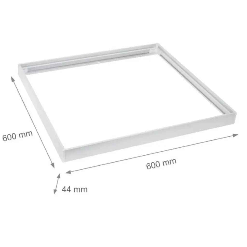 60x60 LED panelramme med hurtig samling, plastikhjørner, skruefri montering og hvid kant