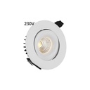 LEDlife 9W indbygningsspot - Hul: Ø9,5 cm, Mål: Ø11,5 cm, RA90, hvid kant, dæmpbar, 230V