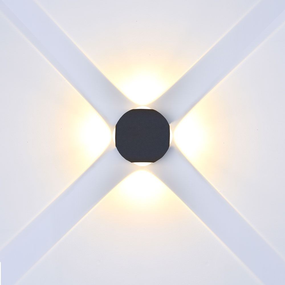 V-Tac 4W LED udendørs væglampe - Rund, IP65, inkl. lyskilde