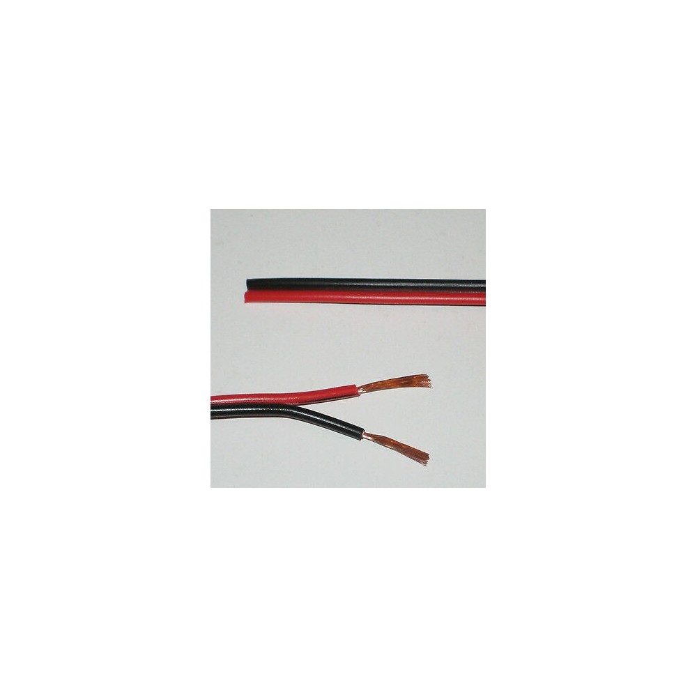 12-24V Ledning Rød/Sort - 2x0,5mm², Metervare, Minimum 5 meter