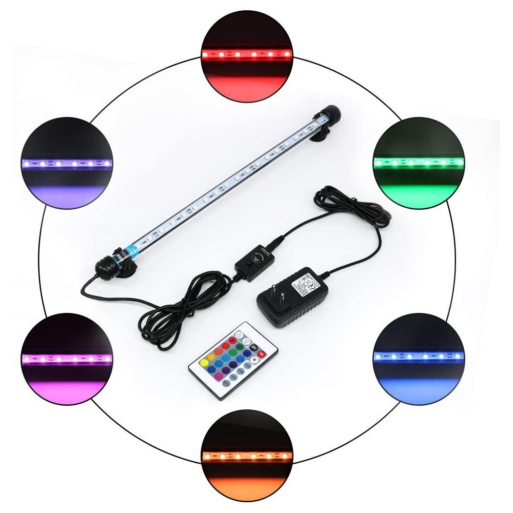 71 cm RGB akvarie armatur - 8W LED, sugekopper, IP67, memory funktion