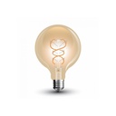 V-Tac 5W LED globepære - Kultråd, Ø9,5 cm, ekstra varm hvid, E27, erstatter 30W, 300lm, RA80