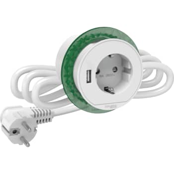Bord stikk. enkelt m/USB A hvid