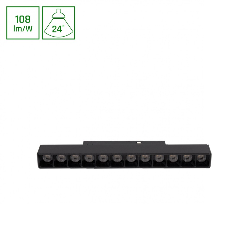 System Shift Basic - Lineær Lampe 12W, Gitter S, Sort, 220mm, 3000K, 48V, 1000lm, RA80