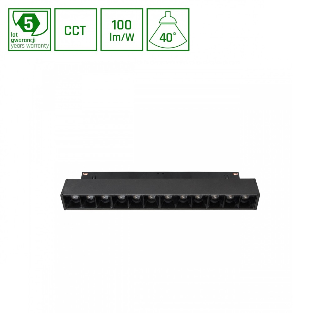 Smart-Grid S Skinne Lys 204mm 12W 35° Sort, CCT/Dim (5 års garanti)